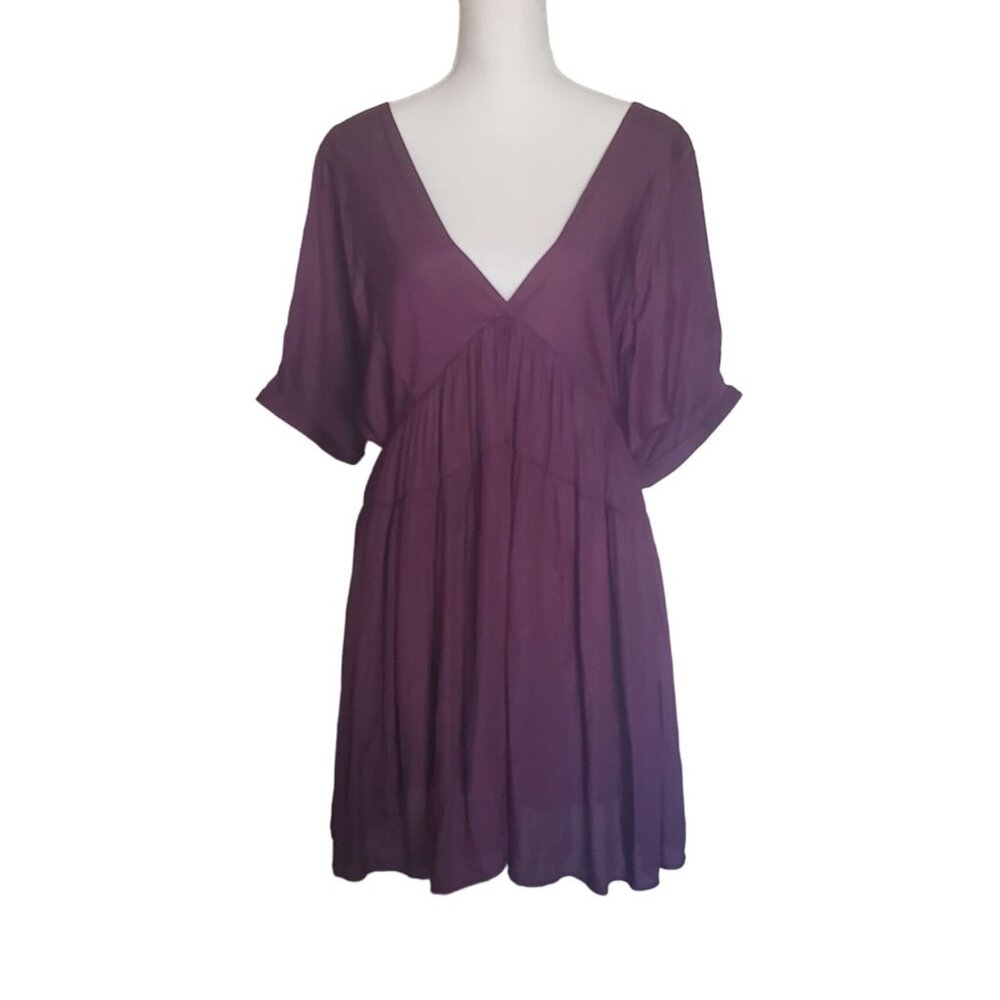 Mustard Seed Purple Merlot Short Swing Dress Women's Large